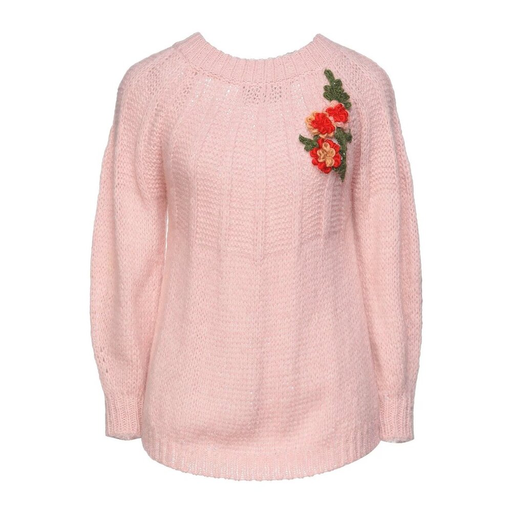 PEPITA soft pink knitted Sweater floral embroidered